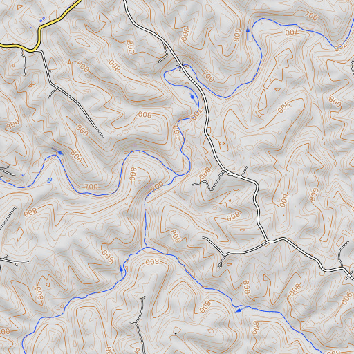 OpenTopoMap map of Brushy Fork, KY