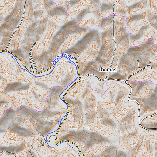 OpenTopoMap map of Brushy Fork, KY