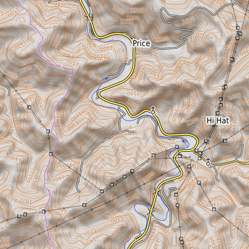 OpenTopoMap map of Bryant Branch School, KY