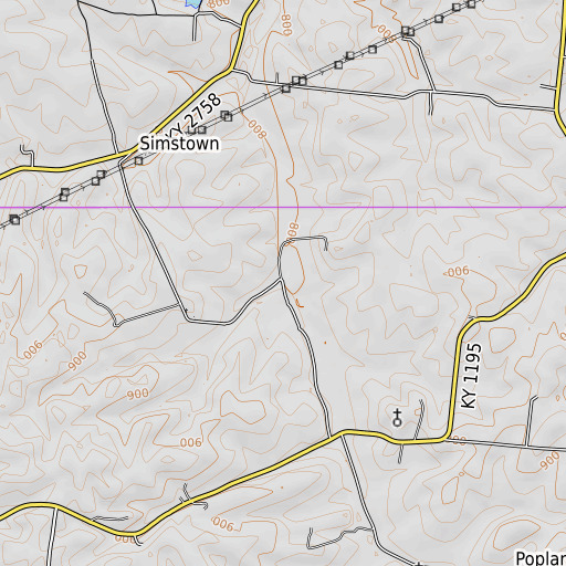 OpenTopoMap map of Buck Branch, KY