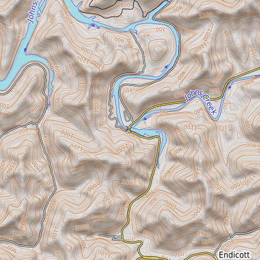 OpenTopoMap map of Buffalo Creek, KY