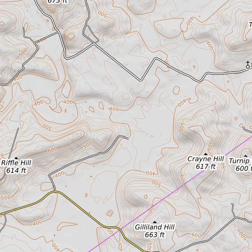 OpenTopoMap map of Buggs Branch, KY