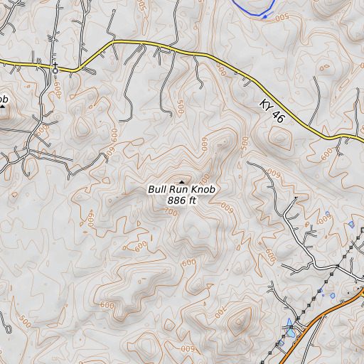 OpenTopoMap map of Bull Run Knob, KY