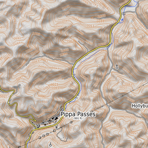 OpenTopoMap map of Buzzer Branch, KY