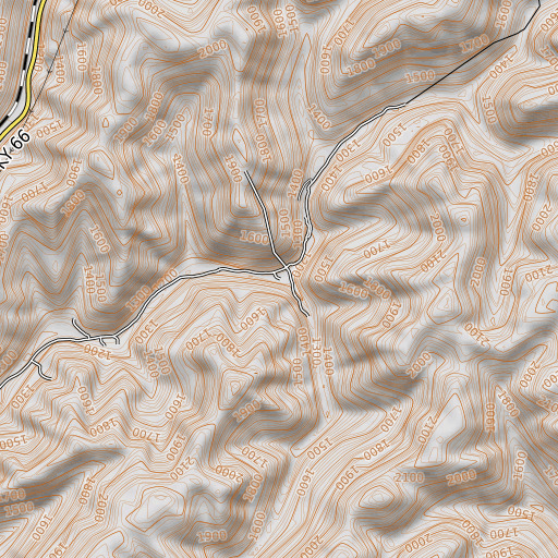 OpenTopoMap map of Camp Branch, KY
