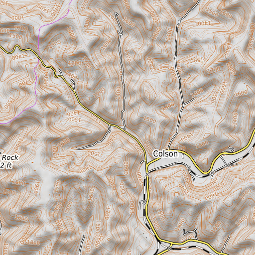 OpenTopoMap map of Camp Fork, KY