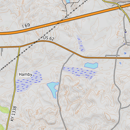 OpenTopoMap map of Cane Run, KY