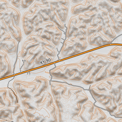 OpenTopoMap map of Carter Branch, KY