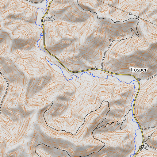 OpenTopoMap map of Carter Branch, KY