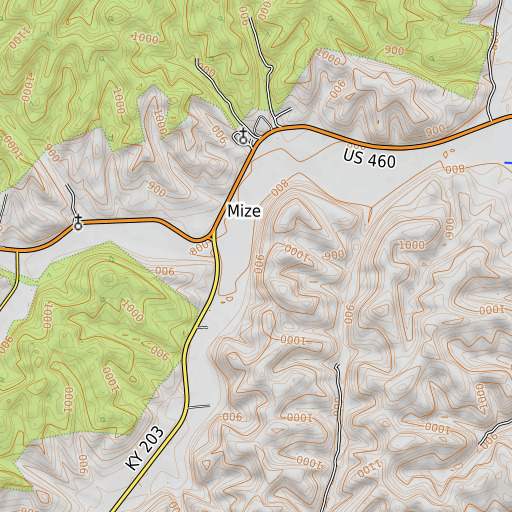 OpenTopoMap map of Caskey Fork, KY