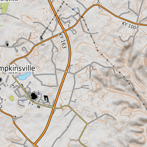 OpenTopoMap map of Cave Spring School, KY