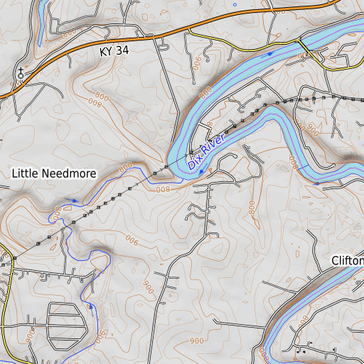 OpenTopoMap map of Clarks Run, KY