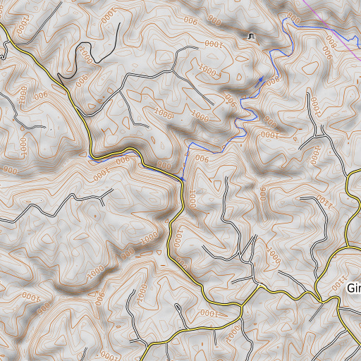 OpenTopoMap map of Clay Fork, KY