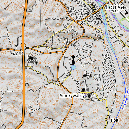 OpenTopoMap map of Clayton Branch, KY