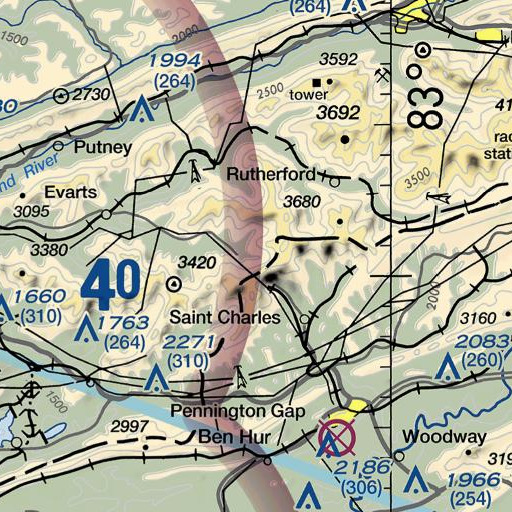 FAA VFR chart of Cloud Branch, KY