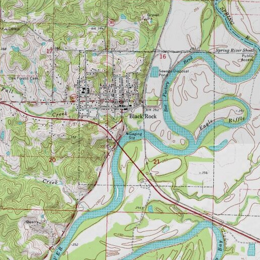 USGS 24K topo map of Fall Creek, AR