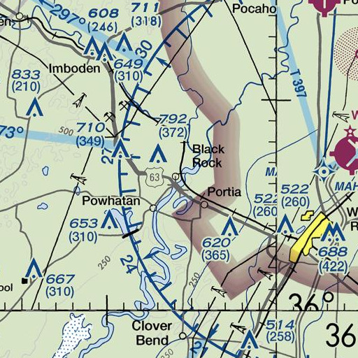 FAA VFR chart of Fall Creek, AR