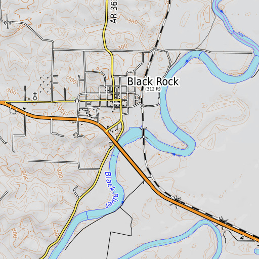 OpenTopoMap map of Fall Creek, AR