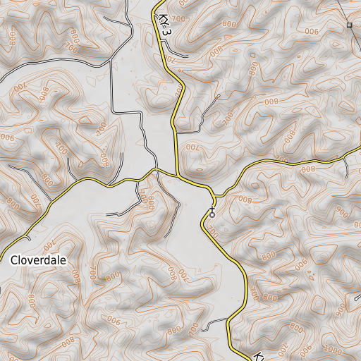 OpenTopoMap map of Davis Creek, KY