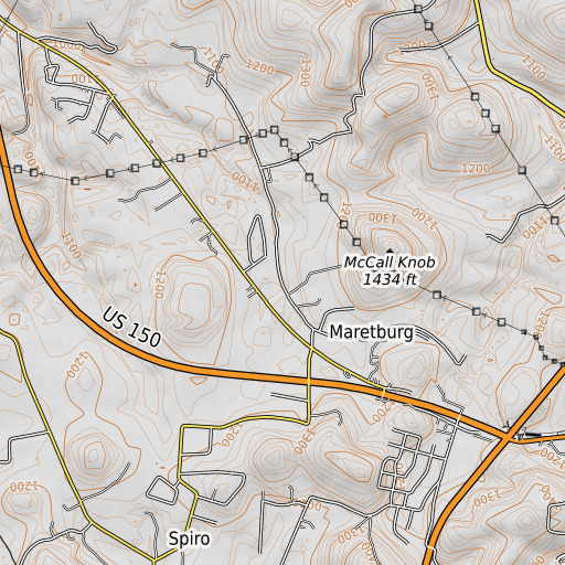 OpenTopoMap map of Double Springs, KY