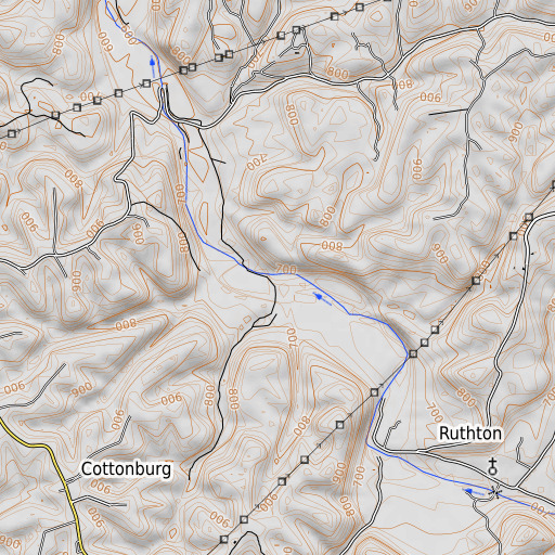 OpenTopoMap map of Duck Branch, KY