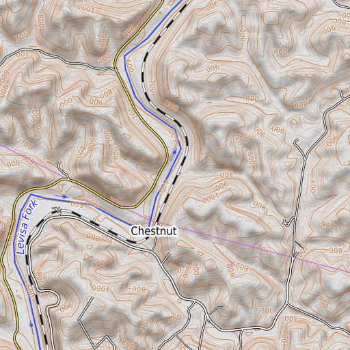 OpenTopoMap map of Fannin Branch, KY