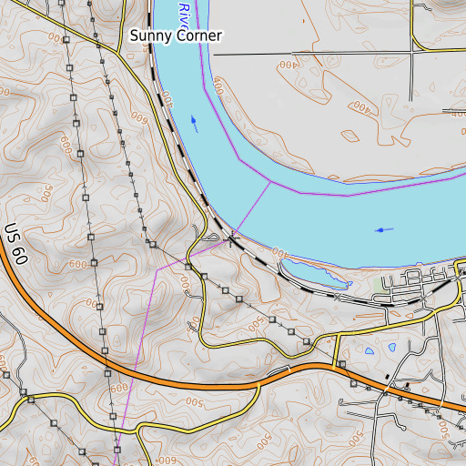 OpenTopoMap map of Faucett Creek, KY
