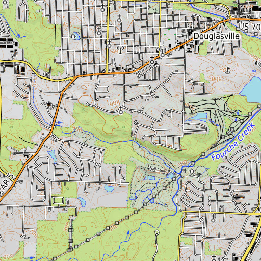 OpenTopoMap map of Fourche Mountain, AR