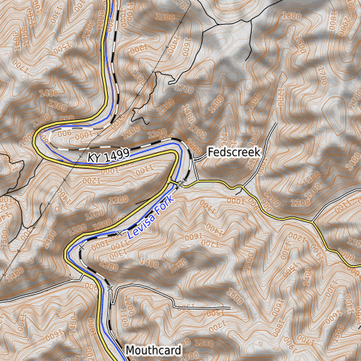 OpenTopoMap map of Feds Creek, KY