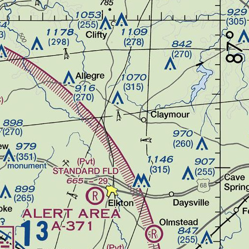 FAA VFR chart of Francis Branch, KY