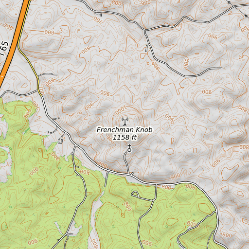 OpenTopoMap map of Frenchman Knob, KY