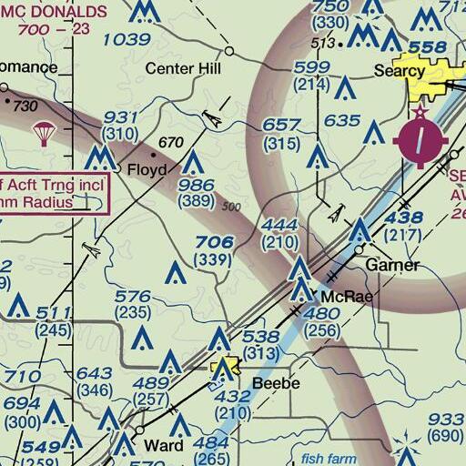 FAA VFR chart of Fuller Branch, AR