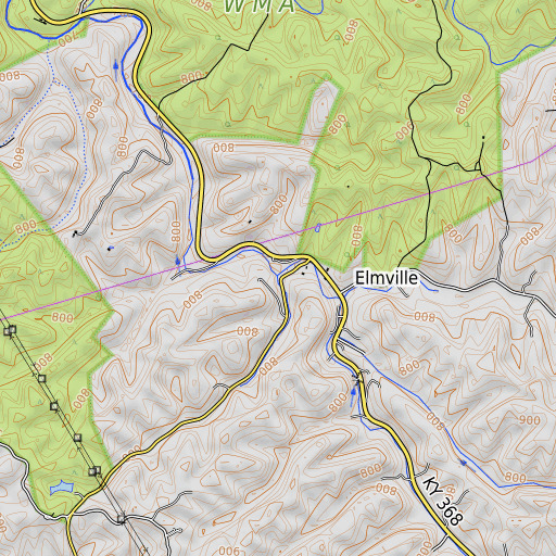 OpenTopoMap map of Hall Branch, KY
