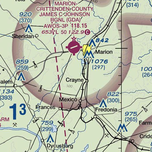 FAA VFR chart of Hill Bluff, KY