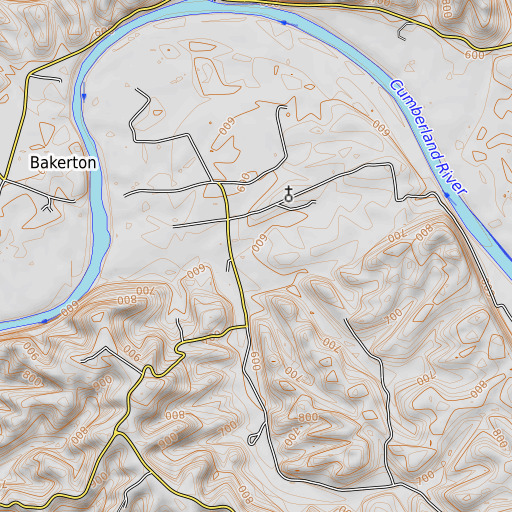 OpenTopoMap map of Howards Bottom School, KY