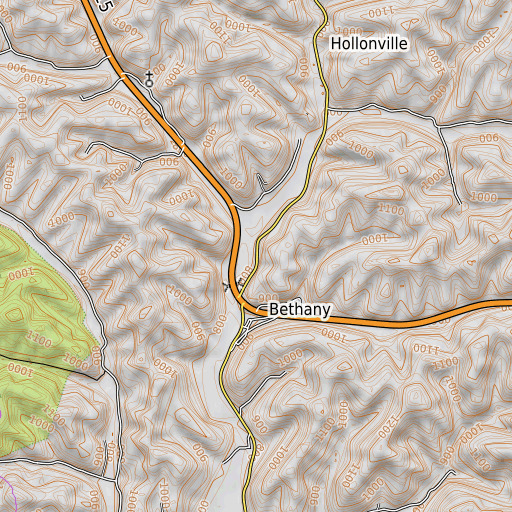 OpenTopoMap map of Hunting Fork, KY