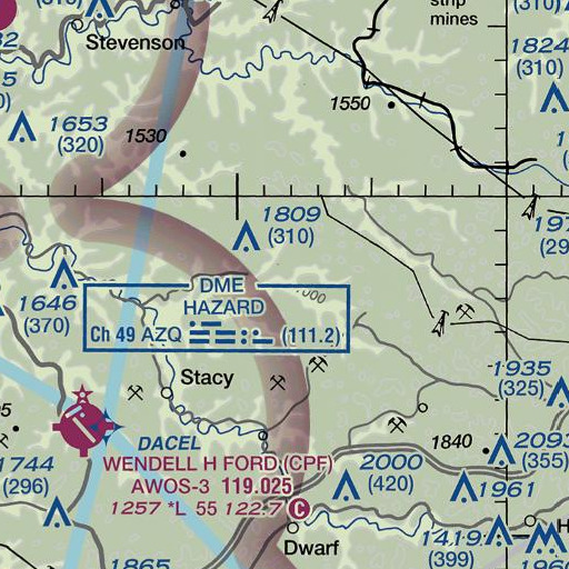 FAA VFR chart of Improvement Branch, KY