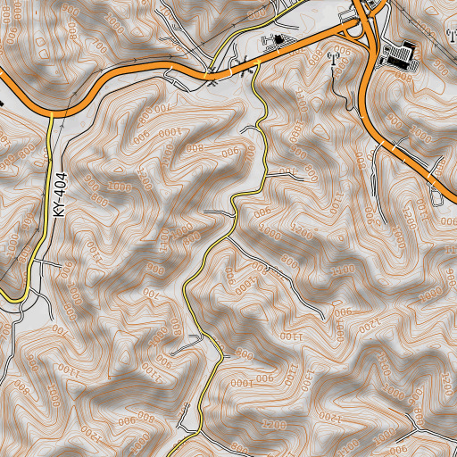 OpenTopoMap map of Jim Potter Branch, KY