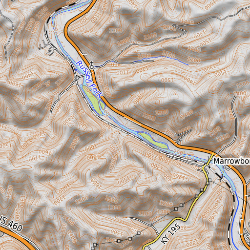 OpenTopoMap map of Johnson Branch, KY
