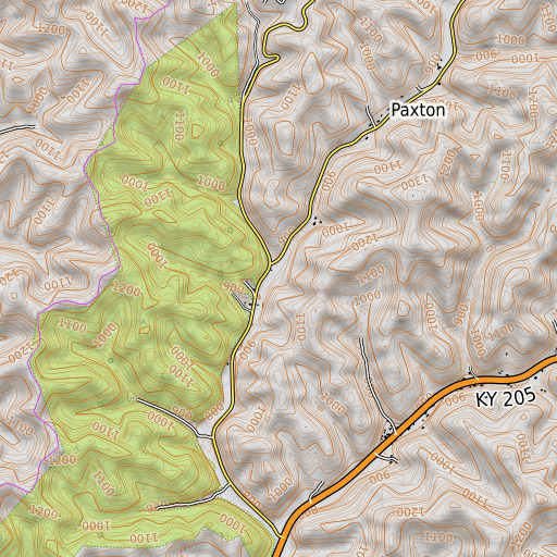 OpenTopoMap map of Johnson Fork, KY