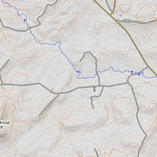 OpenTopoMap map of Kit Love Branch, KY