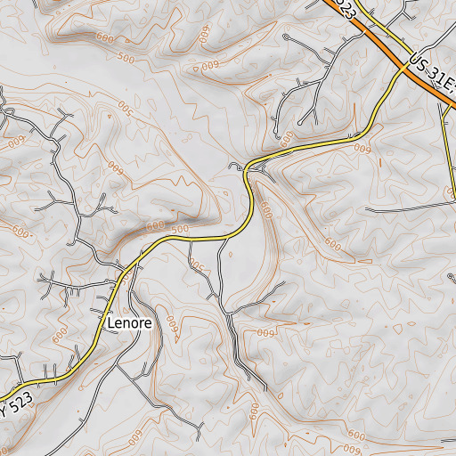 OpenTopoMap map of Lasley Run, KY