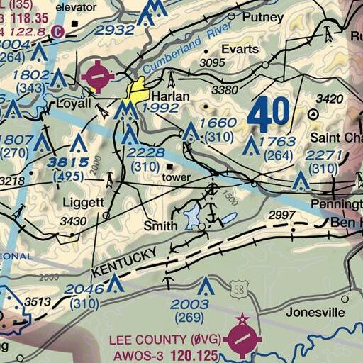 FAA VFR chart of Laurel Branch, KY