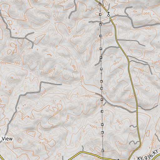OpenTopoMap map of Laurel Branch, KY