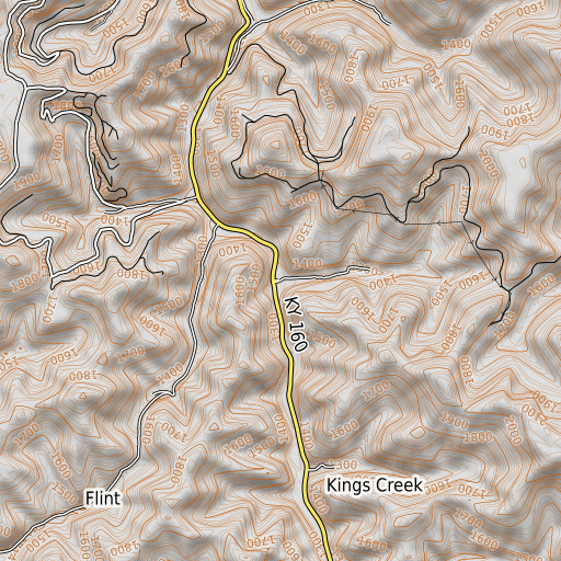 OpenTopoMap map of Lick Branch, KY