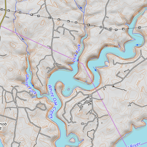 OpenTopoMap map of Lick Fork, KY