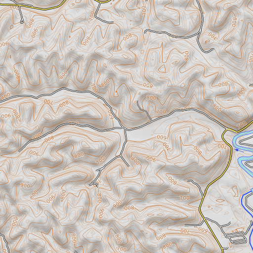 OpenTopoMap map of Lime Branch, KY
