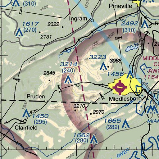FAA VFR chart of Log Mountains, KY