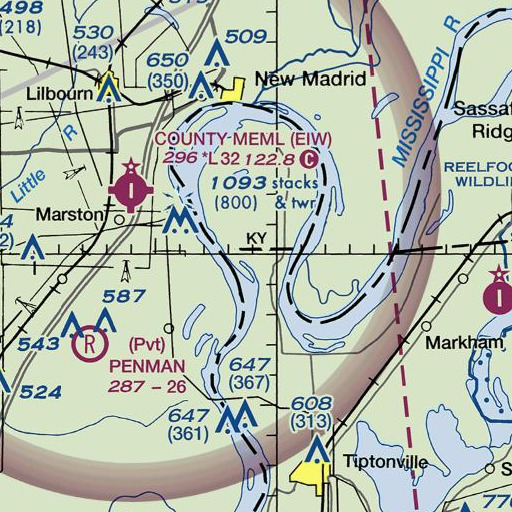 FAA VFR chart of Long Slough, KY