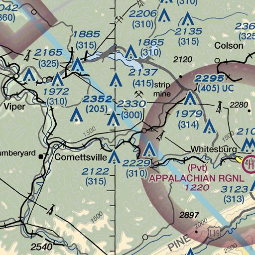 FAA VFR chart of Low Gap Branch, KY
